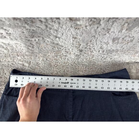 J Jill Plus Size 18 Linen Stretch Flat Front Pin Stripe Straight Leg Pants Navy - Picture 3 of 11